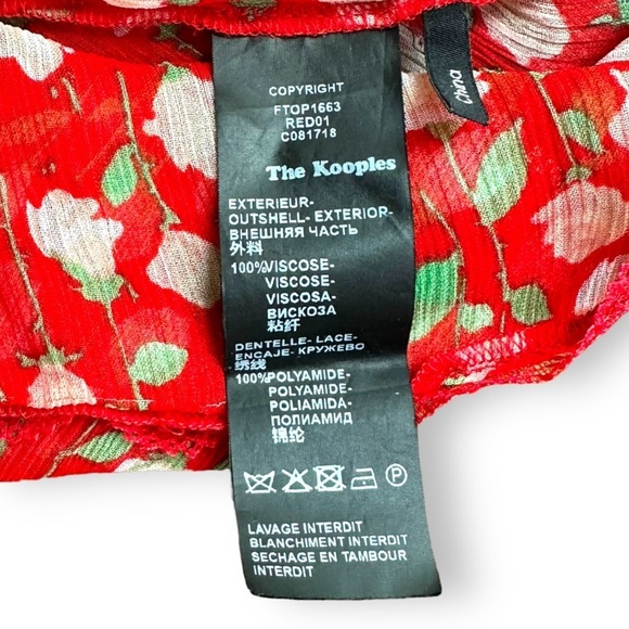 THE KOOPLES | Sheer Floral Print Cami Scallop Edge Red Small/1 - Picture 8 of 11
